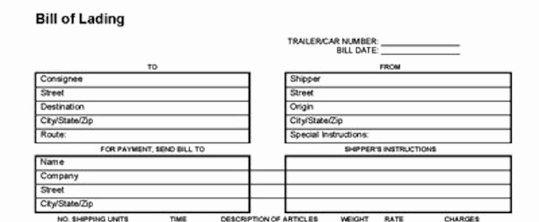 Standard Bill Of Lading Luxury Bill Of Lading forms Templates In Word and Pdf Excel