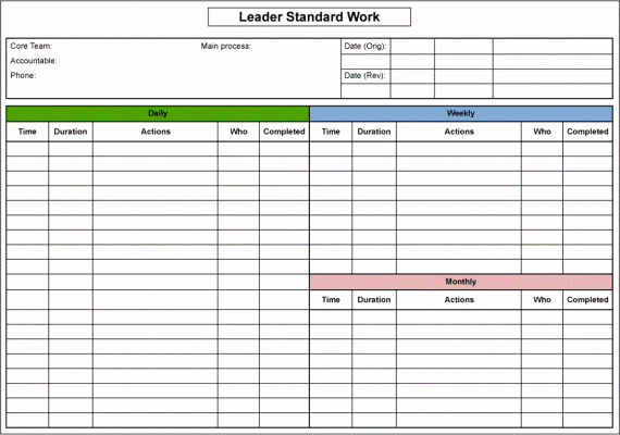 Standard Work Template Excel Beautiful How Do organizations Sustain Improvements Control isixsigma