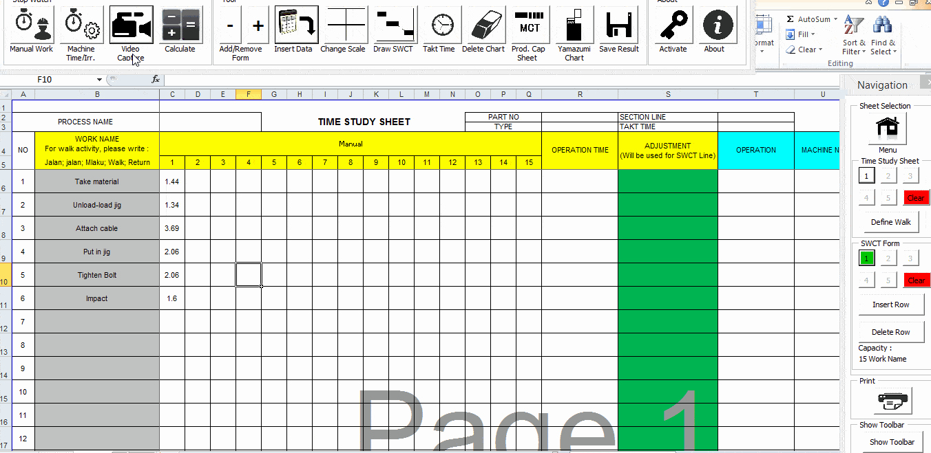 Standard Work Template Excel Elegant Lean tool Download