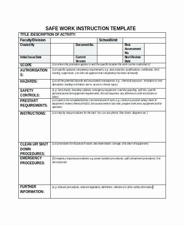 Standard Work Templates Excel Beautiful Standard Work Instructions Excel Template Mexhardware