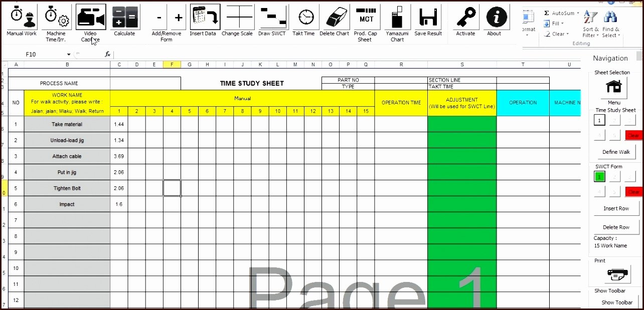 time and motion study template excel free