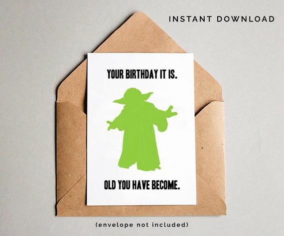 Star Wars Birthday Card Printable Awesome Star Wars Birthday Card Yoda Birthday Card Yoda Star Wars