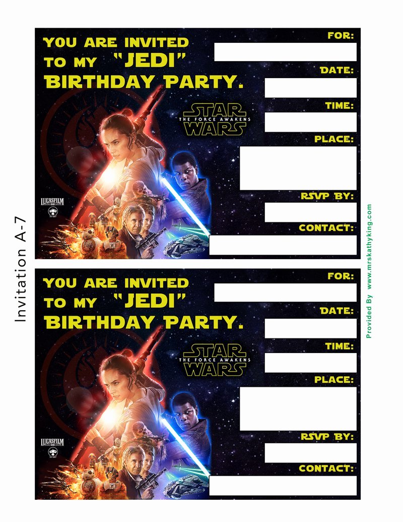 Star Wars Invitation Templates Inspirational Free Printable Star Wars Birthday Invitations