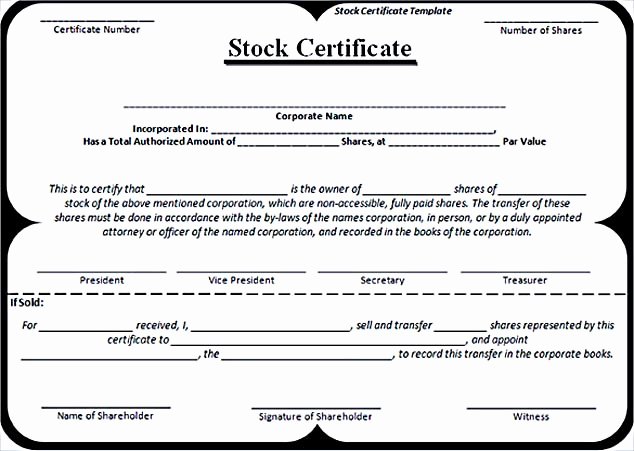 Stock Certificate Template Microsoft Word Lovely Stock Certificate Template Free In Word and Pdf