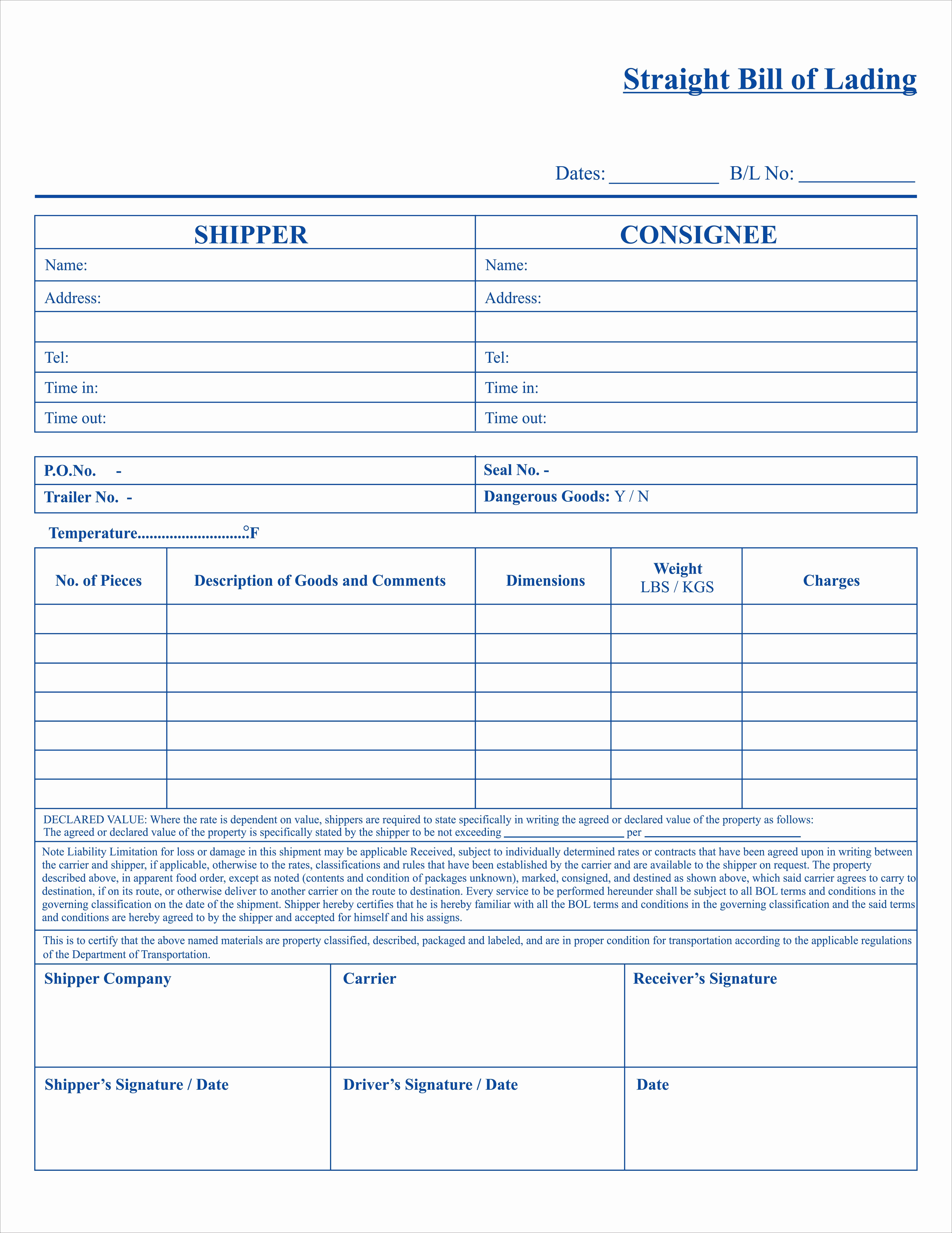 Straight Bill Of Lading Template Awesome Anthony Junior Printing solutions