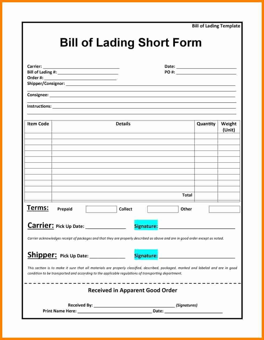 Straight Bill Of Lading Template Best Of 10 Bill Of Lading Templates