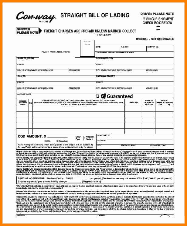 Straight Bill Of Lading Template Luxury 10 Straight Bill Of Lading form