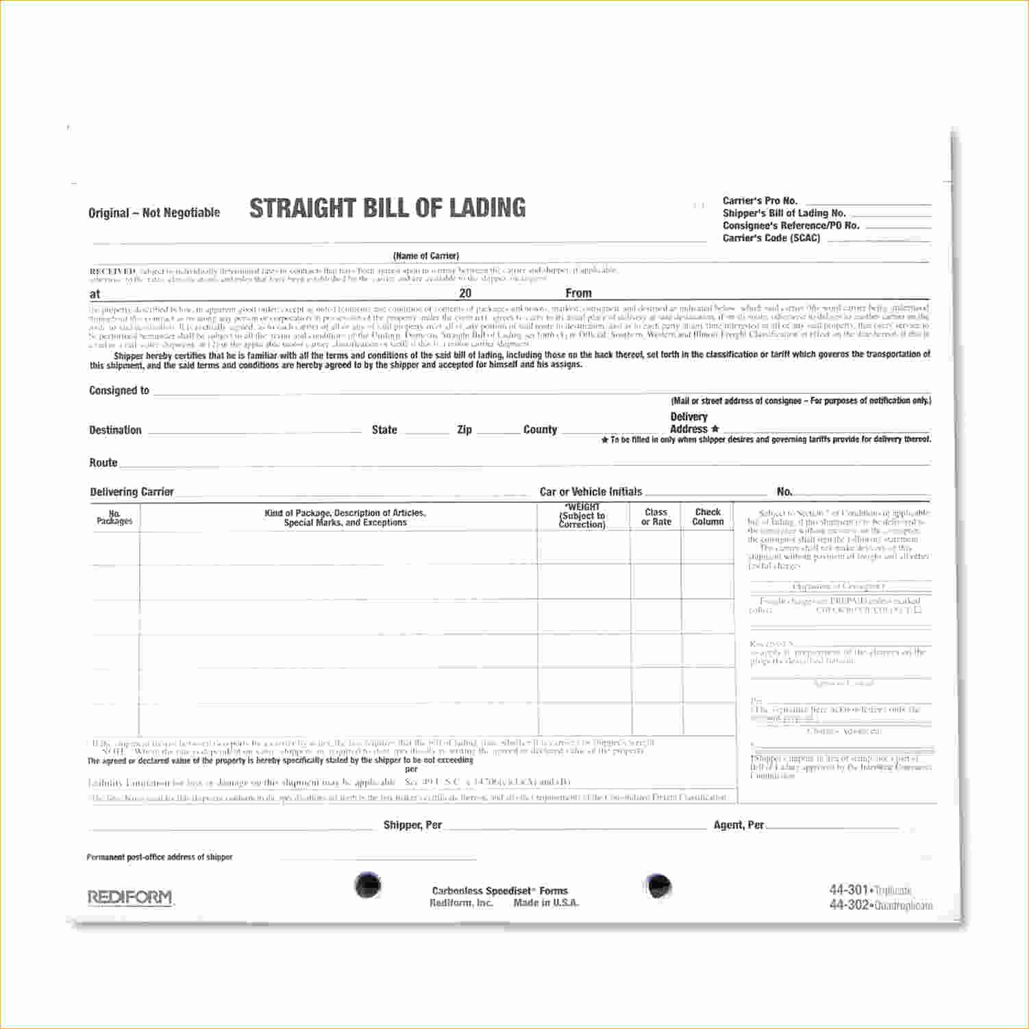Straight Bill Of Lading Template Luxury Bill Of Lading forms Templates In Word and Pdf Excel