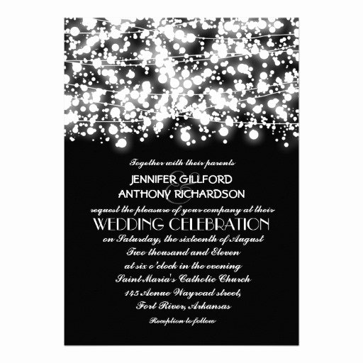 String Lights Invitation Template Best Of Black and White String Lights Wedding Invitations 5&quot; X 7&quot; Invitation Card