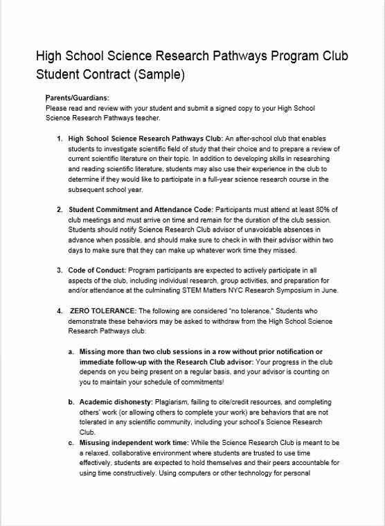 Student Academic Contract Template Beautiful Club Operations Club Guide Marketing &amp; Recruitment and Logistical Planning High School