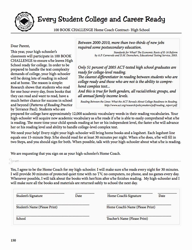 Student Academic Contract Template Best Of Frequently asked Questions About 100 Book Challenge