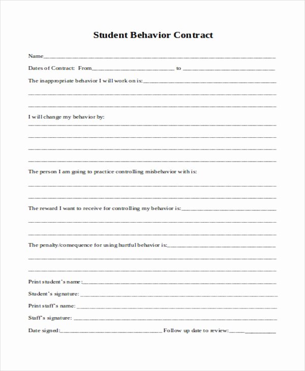 Student Academic Contract Template Fresh 13 Student Contract Templates Word Pdf