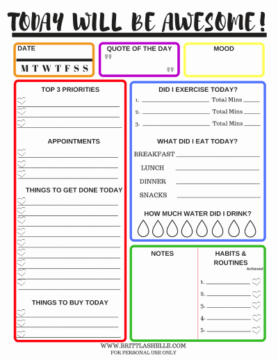 Student Goal Setting Worksheet Pdf Awesome Setting Goals Free Daily Goals Worksheets In 7 Colors