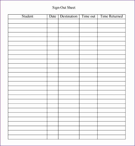 Student Sign Out Sheet Best Of 12 Sign Out Sheet Template Excel Exceltemplates Exceltemplates