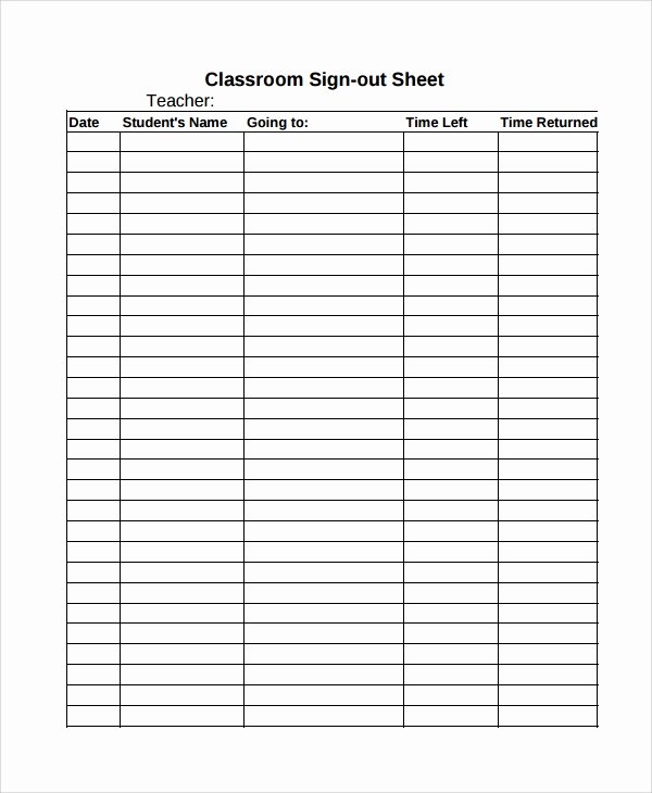 Student Sign Out Sheet Best Of Sample Classroom Sign Out Sheet 9 Free Documents Download In Word Pdf