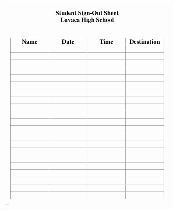 Student Sign Out Sheet Elegant 11 Student Sheet Templates