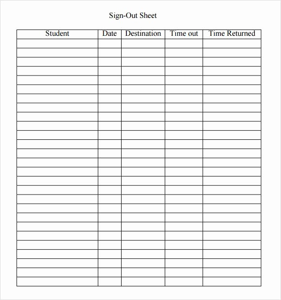 Student Sign Out Sheet Elegant Student Sign Out Sheet Template Education