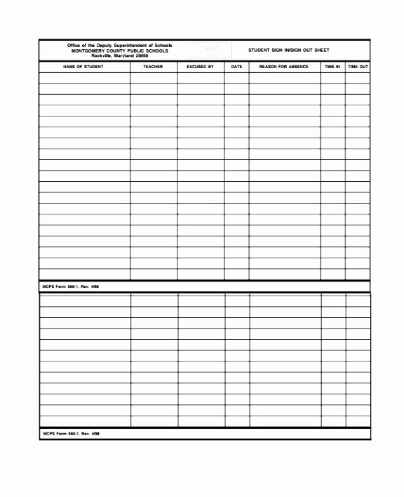 Student Sign Out Sheet Fresh Student Sign Out Sheet Fill Out Line Download Printable Simple Student Sign Out Sheet Template