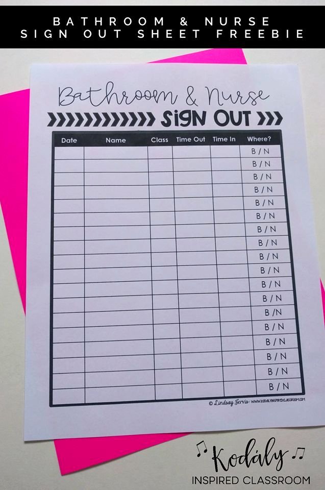 Student Sign Out Sheet Lovely Bathroom &amp; Nurse Sign Out Freebie Classroom organization