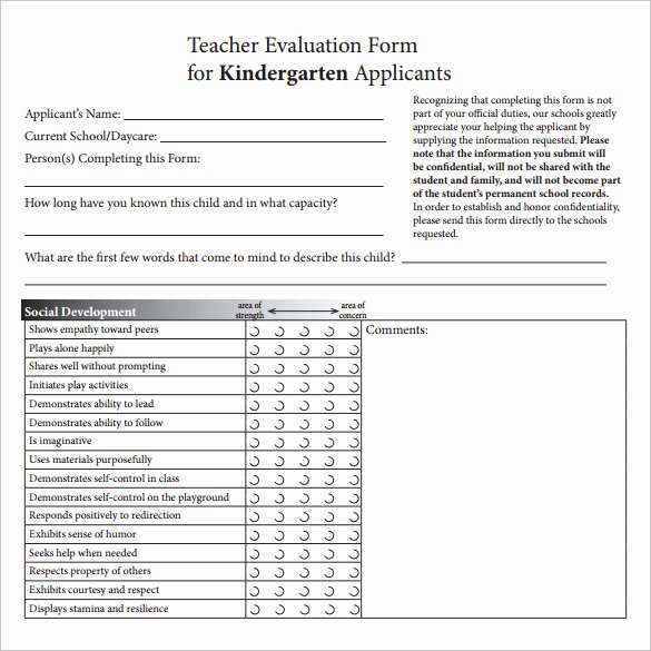 Student Teacher Evaluation form Luxury Teacher Evaluation form 8 Free Samples Examples &amp; formats