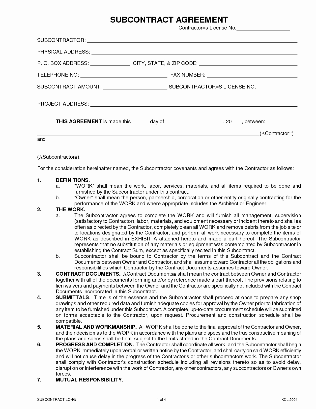 Subcontractor Non Compete Agreement Template Awesome Subcontractor Agreement Template