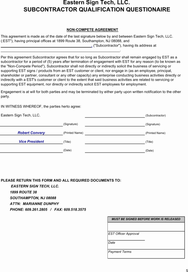 Subcontractor Non Compete Agreement Template Elegant Download Subcontractor Non Pete Agreement for Free