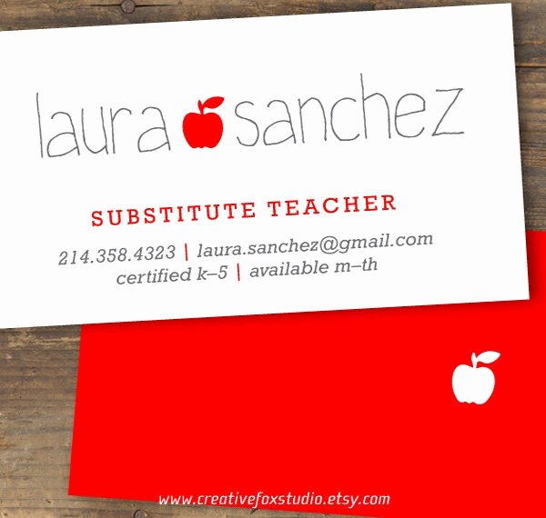 Substitute Teacher Business Card Best Of Business Cards for Teachers 51 Free Psd format Download