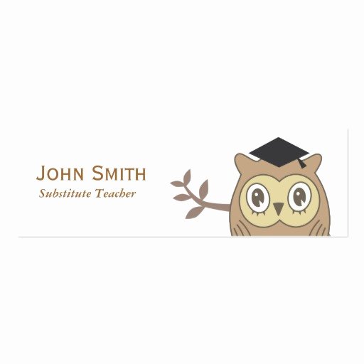 Substitute Teacher Business Card Best Of Dr Owl Substitute Teacher Mini Business Card