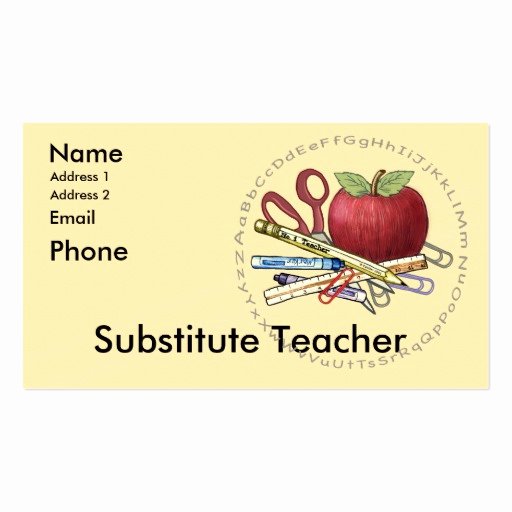 substitute teacher business card