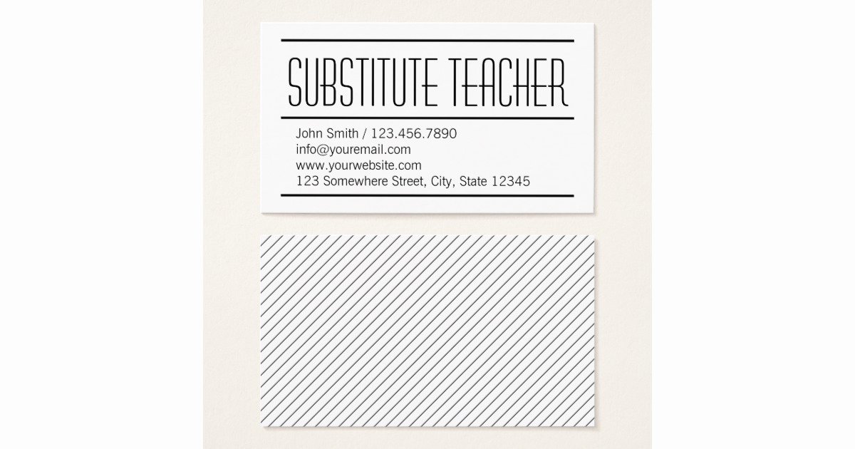 Substitute Teacher Business Card Lovely Modern Simple Substitute Teacher Business Card