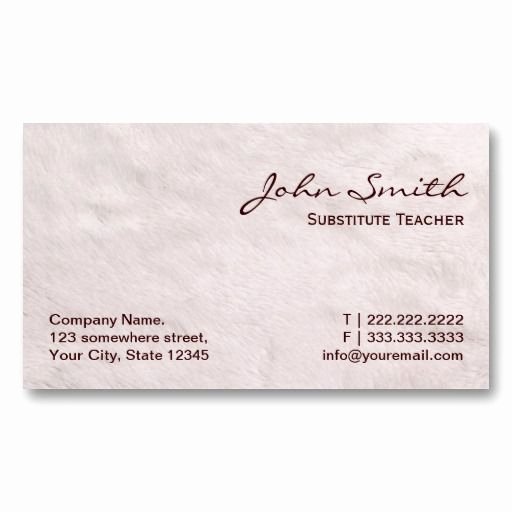 Substitute Teacher Business Cards Awesome White Fur Substitute Teacher Business Card