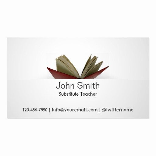 Substitute Teacher Business Cards Unique Subtle Open Book Substitute Teacher Business Card