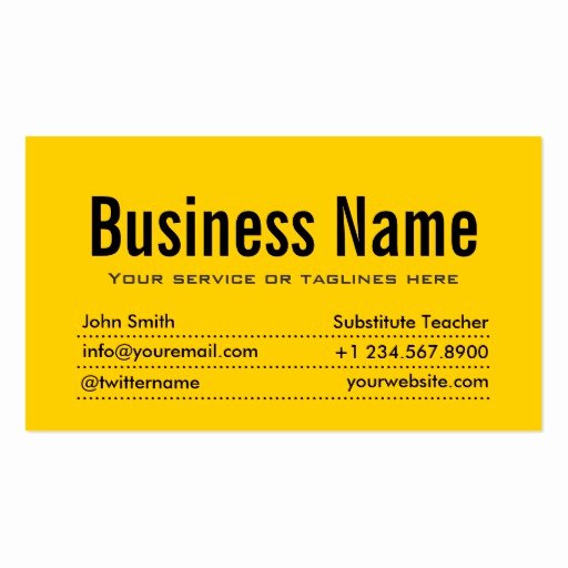 Substitute Teachers Business Cards Fresh Modern Yellow Substitute Teacher Business Card