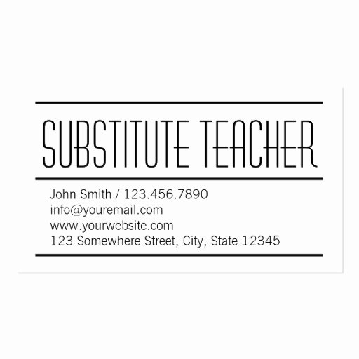 Substitute Teaching Business Cards Fresh Modern Simple Substitute Teacher Business Card