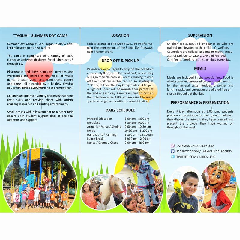 Summer Camp Brochure Ideas Best Of Lark Summer Day Camp Print Work by Arpidesign