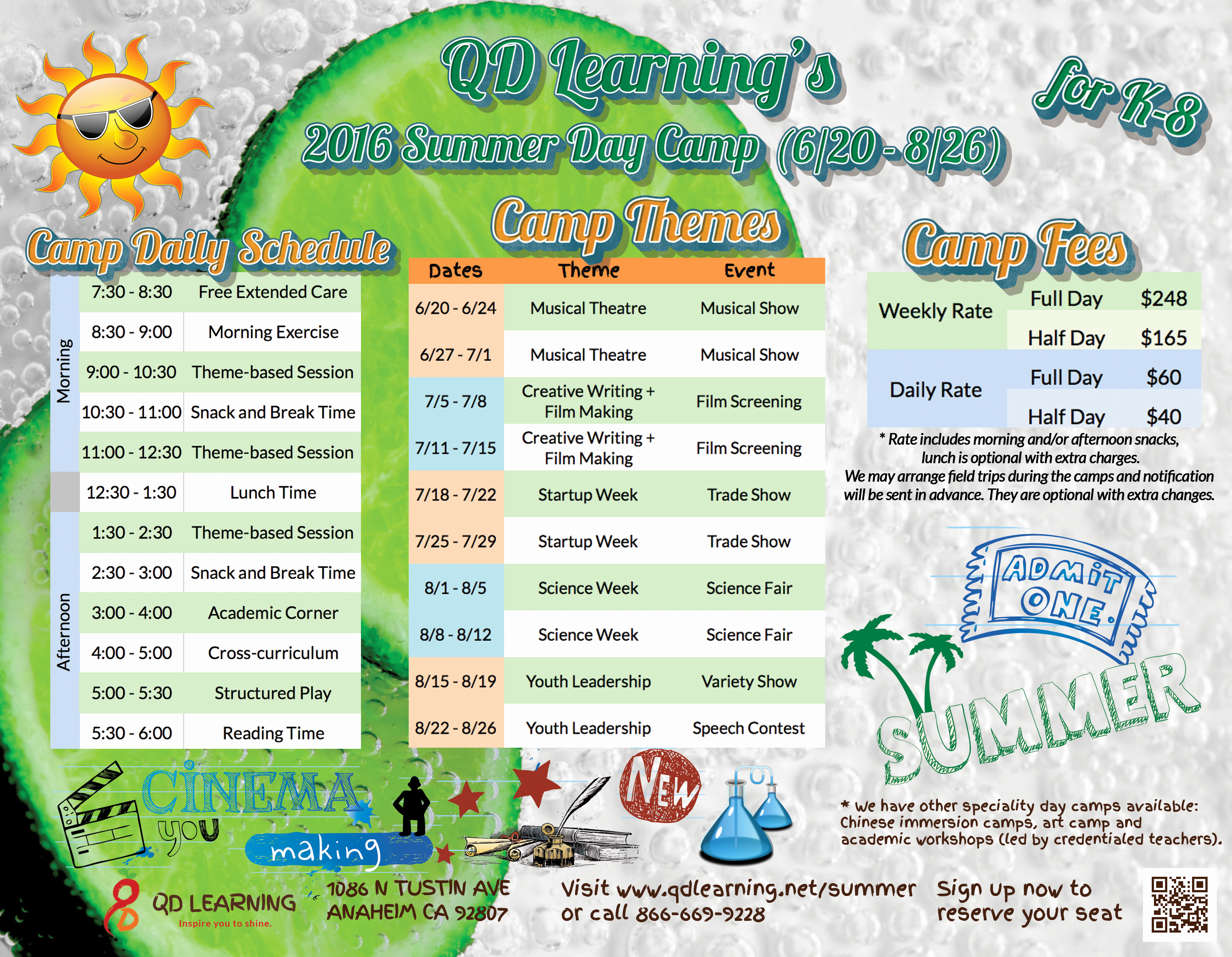 Summer Camp Schedule Templates Awesome 2016 Summer Camp for K 8 In Anaheim Qd Learning