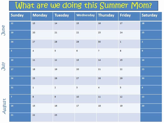 Summer Camp Schedule Templates New 2011 Kids Summer Planning Template