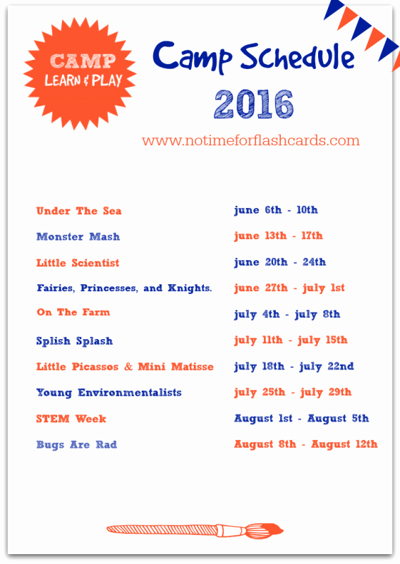 Summer Camp Schedules Template Best Of Free Summer Camp at Home No Time for Flash Cards
