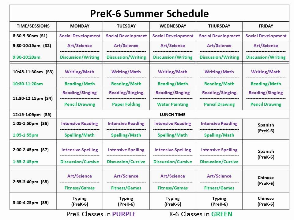 Summer Camp Schedules Template Inspirational Summer Schedule 2014