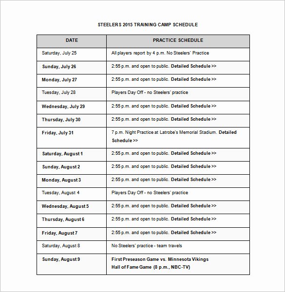 Summer Camp Schedules Template Lovely 9 Camp Schedule Templates Doc Pdf
