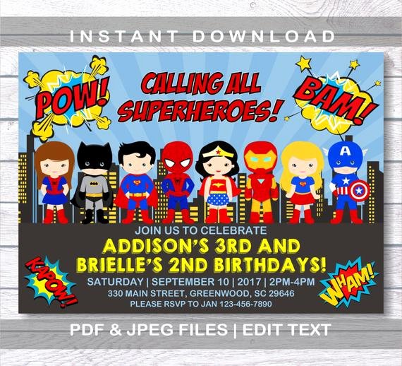 Super Hero Birthday Invitation Unique Superhero Invitation Superhero Birthday Invitation Instant