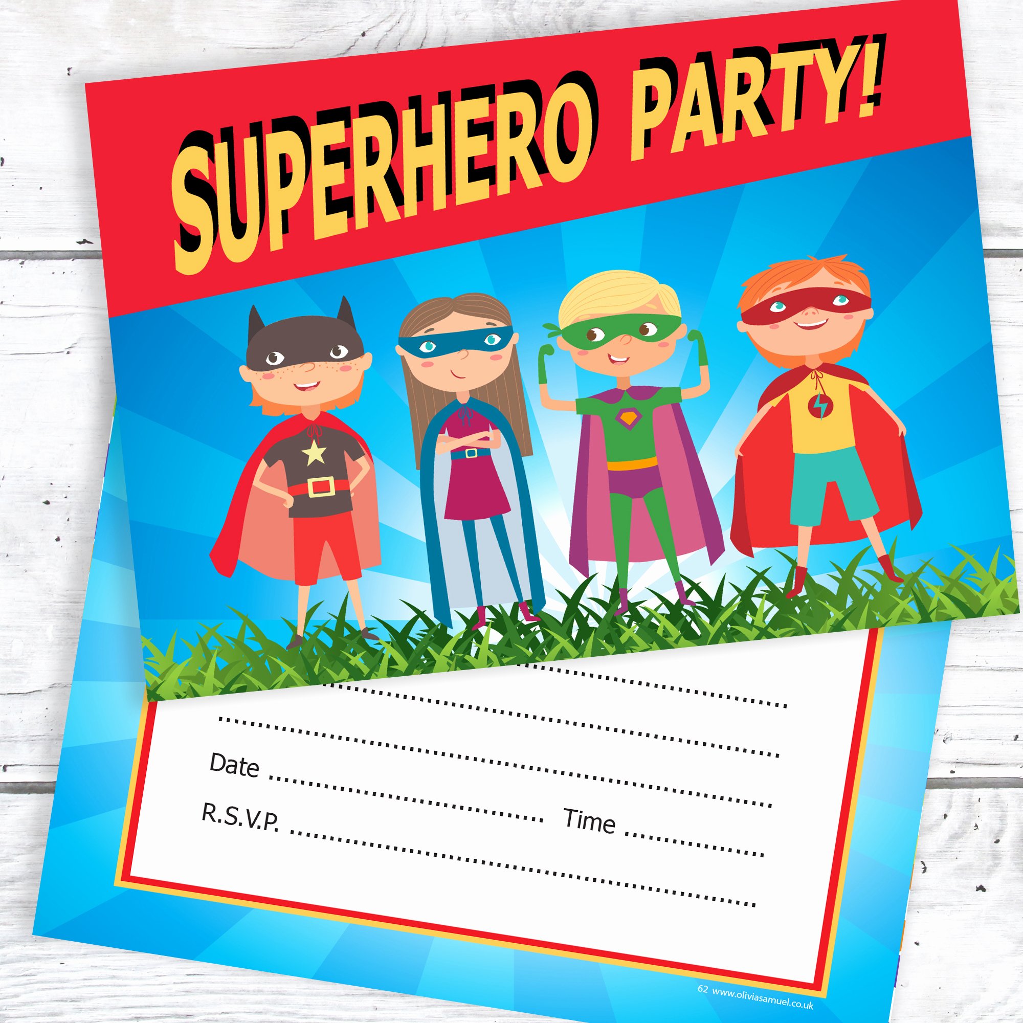 Super Hero Birthday Party Invitations Elegant Superhero Party Invitations – Kids Super Hero Birthday Invites – A6 Postcard Size with Envelopes