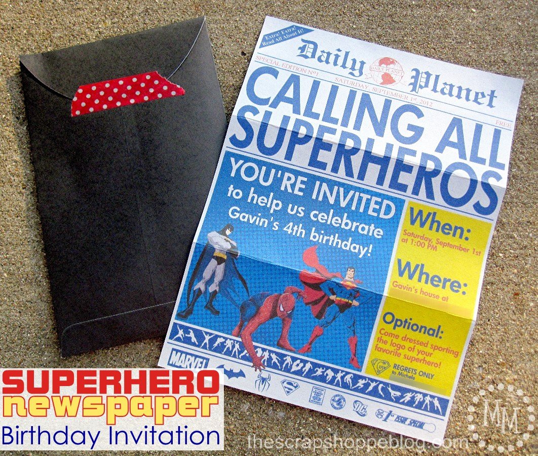 Super Hero Birthday Party Invitations Fresh Superhero Newspaper Birthday Invitation the Scrap Shoppe