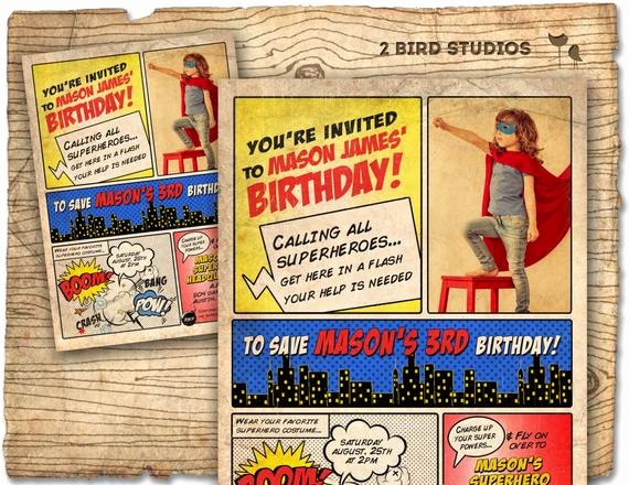 Super Hero Birthday Party Invitations Fresh Vintage Superhero Birthday Invitation Superhero Party Invite