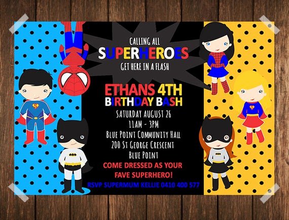 Superhero Girl Birthday Invitations Elegant Superhero Birthday Invitation Superhero Invitation