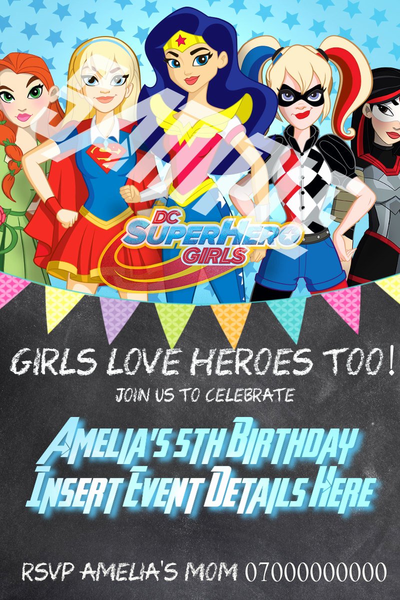 Superhero Girl Birthday Invitations Inspirational Superhero Girls Inspired Invitations Custom by Digitalpartyco