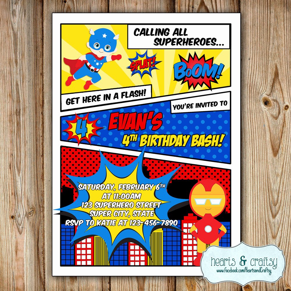 Superheroes Birthday Party Invitations Awesome Superhero Party Invitation Super Hero Birthday Invitation
