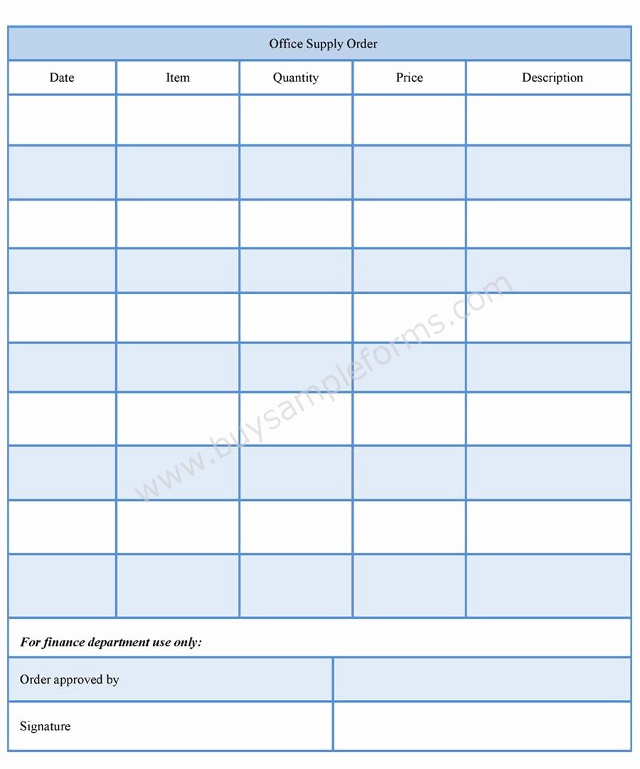 Supply order form Template Fresh Fice Supply order form Sample forms
