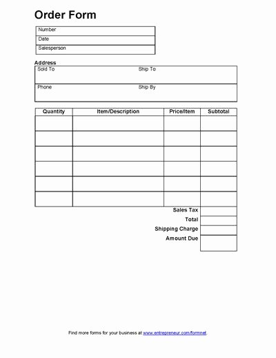 Supply order form Template Fresh Sales order form order form