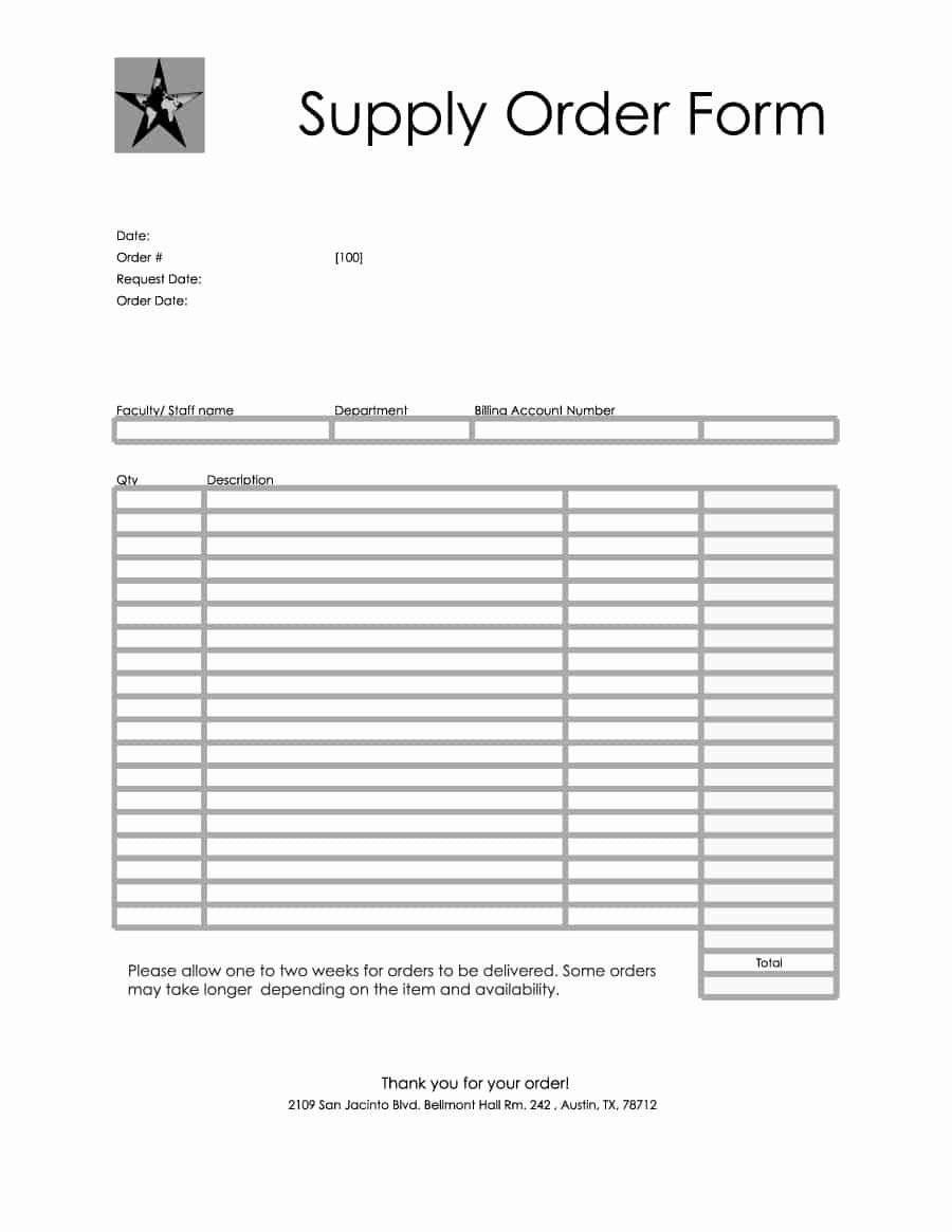 Supply order form Template New 40 order form Templates [work order Change order More]